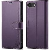 FLIPALM Wallet Case for iPhone 16e, RFID Blocking Credit Card Holder, PU Leather Folio Flip Kickstand Protective Shockproof Cover for Apple 16e (Purple)