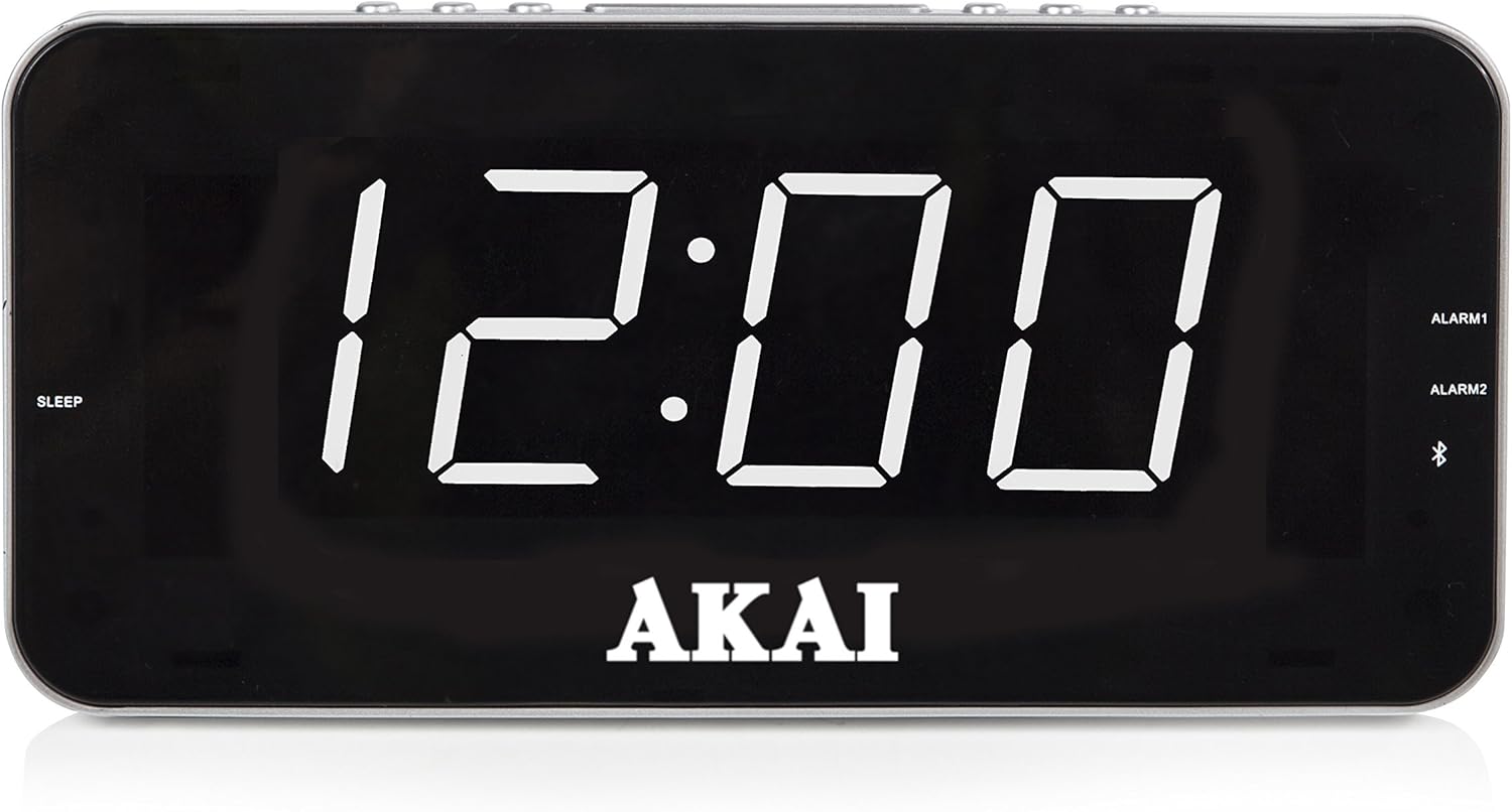 Akai AM/FM Alarm Clock Radio with Jumbo 1.8-Inch LED Display, Dimmer ...
