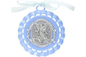 Roman Giftware Inc., Children's Gifts, New Baby, 4.25" H Blue Cradle Medal,Religious, Inspirational, Durable (4x1x4)