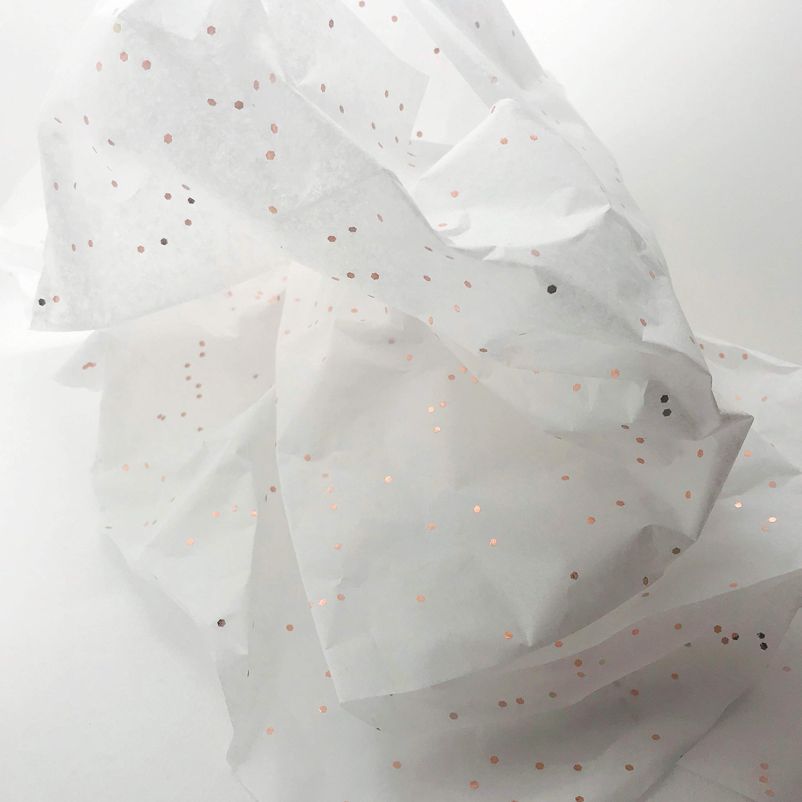 InsideMyNest Sparkly Glitter Gemstones Tissue Paper Sheets (30x20inches / 750x500mm) (Rose Gold Glitter on WHITE, 20)