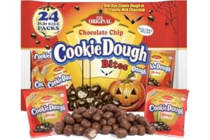 TASTE OF NATURE, INC. Halloween Chocolate Chip Cookie Dough Bites, 24 Individual Pouches, Perfect Trick or Treat Pass Out Candy, 12 Ounces