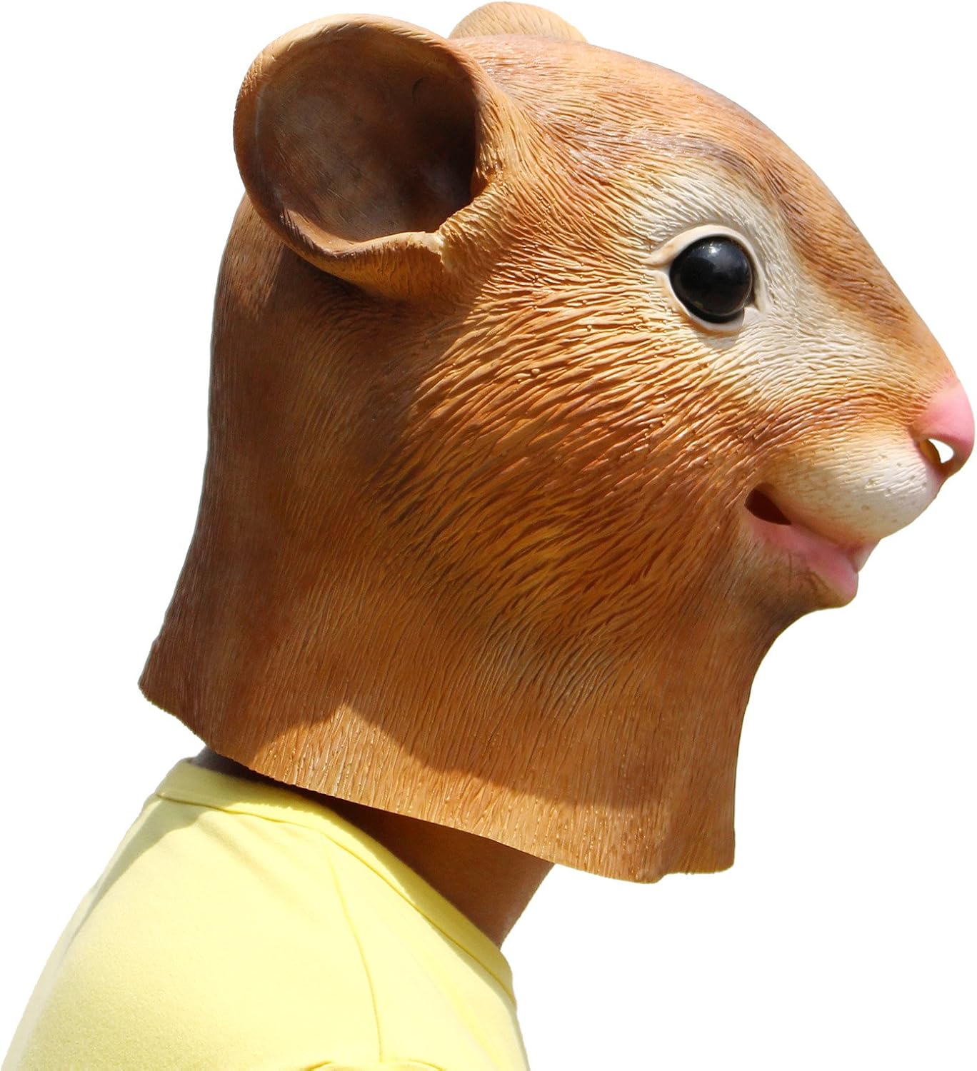 PartyCostume Squirrel Mask Halloween Latex Animal Head Mask, Yellow, 17x16x20cm - Image 5