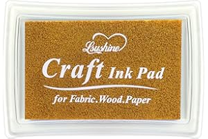 LSUSHINE Craft Ink Pad for Rubber Stamps, Paper, Wooden, Fabric, Scrapbooking, Non-Toxic Finger Ink Pads for Kids (Gold)