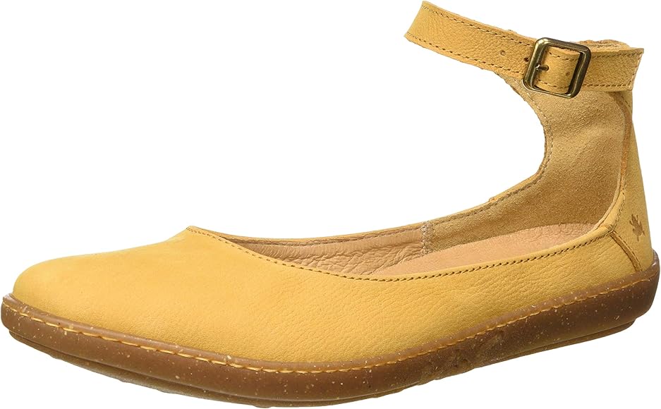 yellow flats with ankle strap