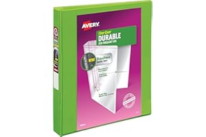 Avery Durable View 3 Ring Binder, 1" Slant Rings, 250-Sheet Capacity, 1.4 Inch Wide Spine, Great for Home, School Supplies, Office, or Organization Needs, 1 Green Binder (17832)