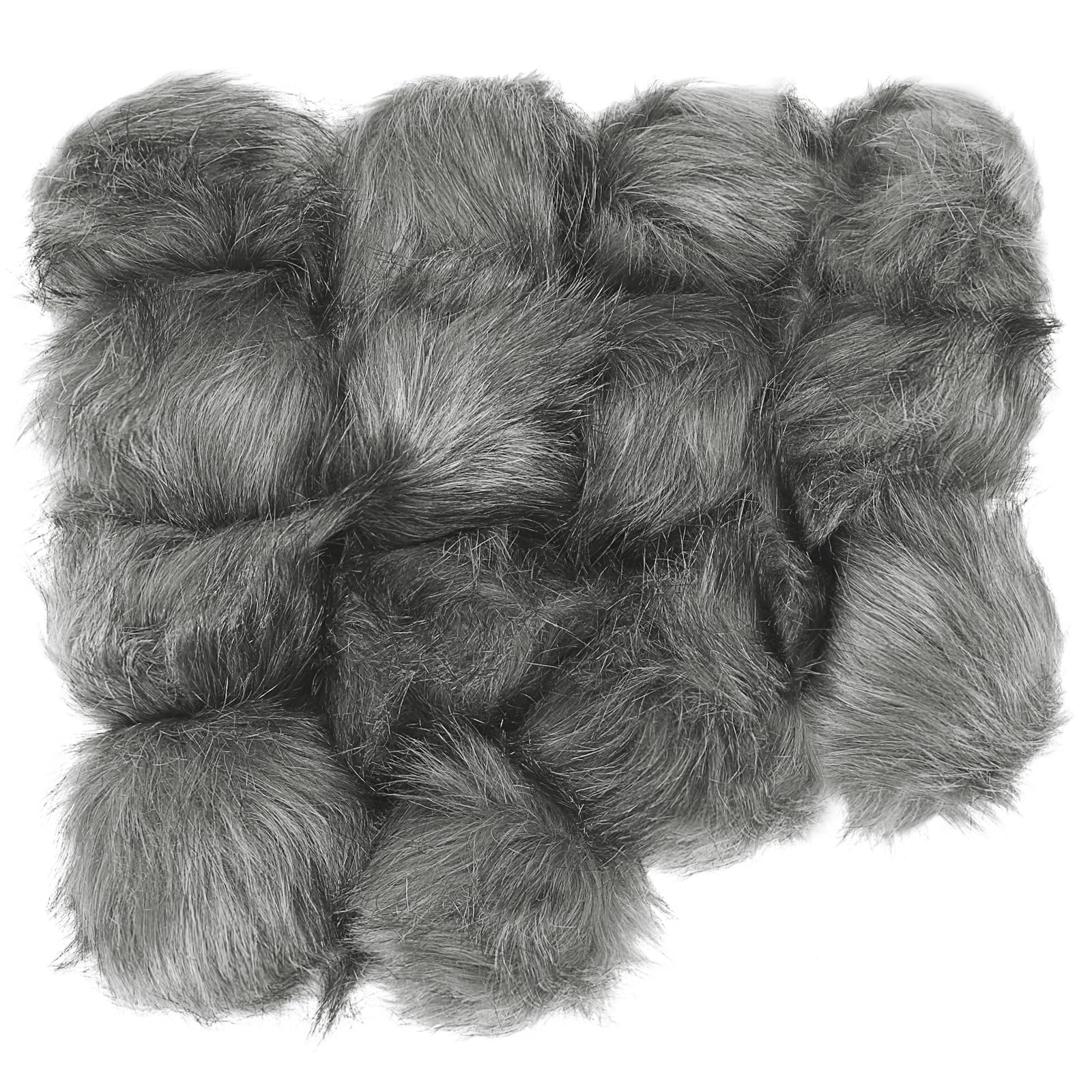 PATIKIL Faux Fur Pom Poms for Hats, 14 Pcs Fluffy Soft Fur Poms Balls with Elastic Loop for Keychain Knitting Hats DIY Scarves Gloves Bag Christmas, Grey