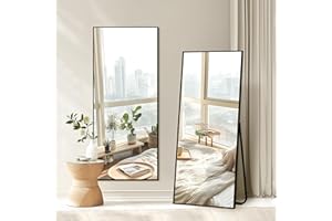 NicBex Full Length Mirror with Stand, 57"x 20" Black Full Body Mirror, Aluminum Alloy Frame Floor Mirror, Free Standing Mirror, Wall-Mounted, for Bedroom Living Room Dressing Room