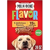 Milk-Bone Flavor Snacks, Large Dog Treats, 24 Oz. | 5 flavors per box (beef, chicken, turkey, bacon &amp; sausage flavors with other natural flavors), made with 15% protein