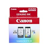 Canon PG-245 XL / CL-246 XL Genuine Ink Value Pack (2 Cartridges), Compatible with iP2820, MG2420/2924/2920/3020/2522/2525, MX492, TS3120/302/302a/202/202a/4520/3320