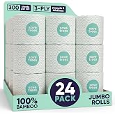 Save Trees Bamboo Toilet Paper -24 Rolls Of Septic Safe Organic Toilet Paper 3-ply, 300 Sheets Per Roll - PFAs Free, FSC Certified, Plastic &amp; Chemical Free - For Home, Boat &amp; RV Use