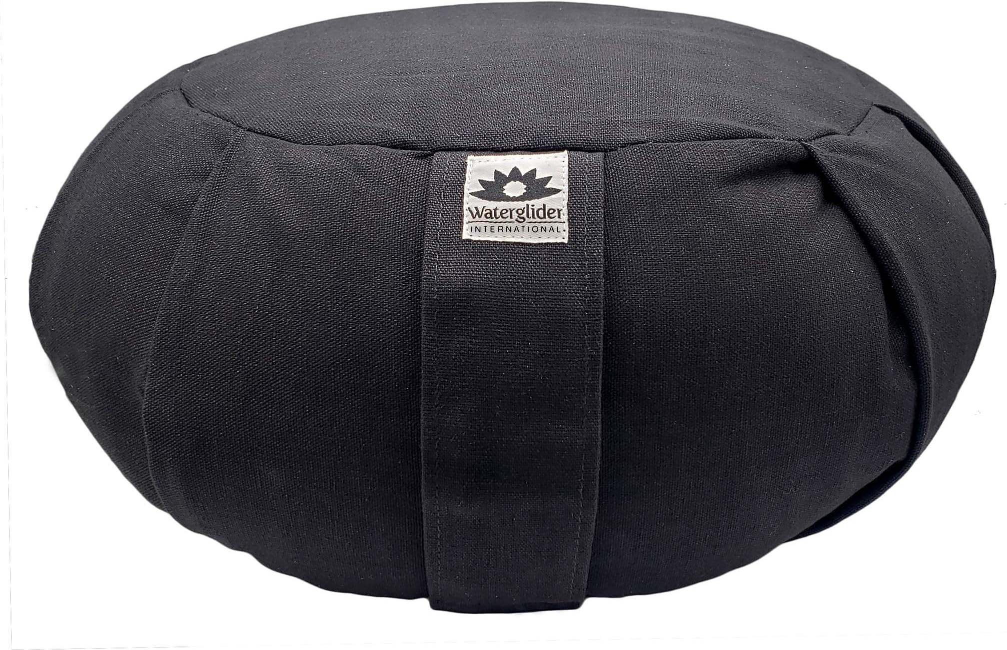 Waterglider International Zafu Yoga Meditation Pillow with USA Buckwheat Hull Fill, Certified Organic Cotton- 6 Colors