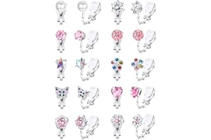 YADOCA 10Pairs Clip on Earrings for Girls Women Cute Butterfly Flower Pearl CZ Heart Star Clip-on Earrings Multicolored Non Pierced Earrings Set