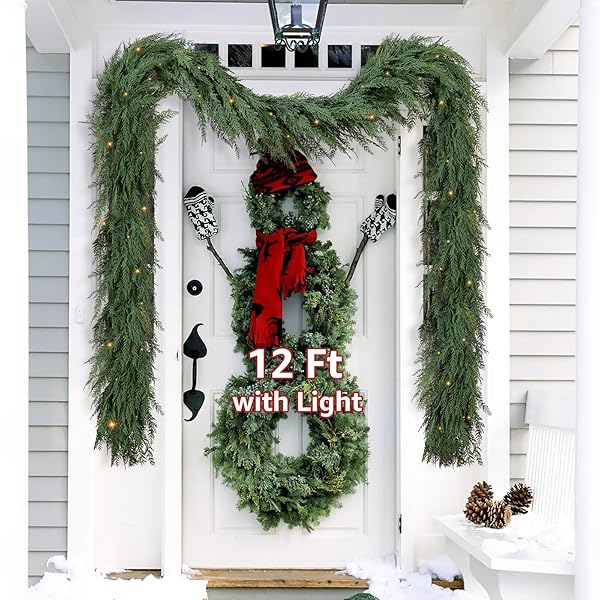 CHRISTMAS CEDAR GARLAND REALISTIC WITH LIGHTS – CYPRESS...