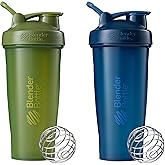 BlenderBottle Classic Shaker Bottle Perfect for Protein Shakes and Pre Workout, 28-Ounce (2 Pack), Moss and Navy