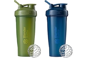 BlenderBottle Classic Shaker Bottle Perfect for Protein Shakes and Pre Workout, 28-Ounce (2 Pack), Moss and Navy
