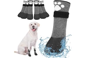 BEAUTYZOO Anti Slip Dog Boots & Paw Protectors for Hot Pavement to Prevent Licking,Waterproof Dog Shoes for Small Medium Large Senior Dogs,6 PCS Grip Socks Rain Booties for Dogs Paws Outdoor Walking