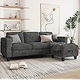 Sectional Couches for Living Room - Convertible L-Shaped Couch, 3 Seater Modern Snowflake Grey Sofa, Sofas with Storage Ottoman for Small Space, Bedroom, Offices and Apartments