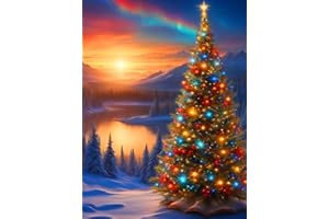 LOPHOMIE Christmas Tree christmas diamond art kits for adults for Adults DIY Christmas Diamond Art Kits for Beginners Full Drill Gem Art 5D Diamond Art Dots for Home Leisure and Wall Decoration 12×16 Inch.