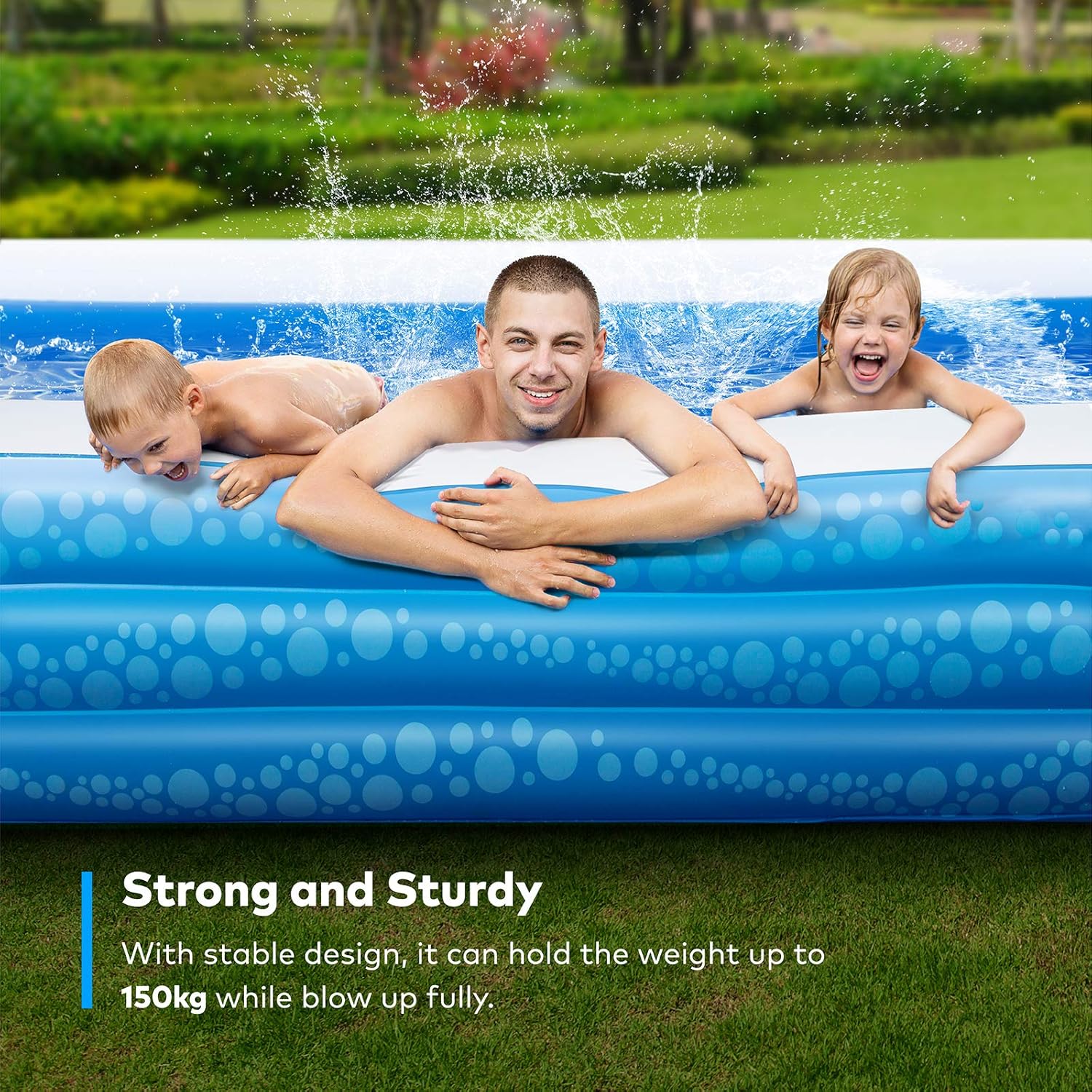 Inflatable Swimming Pool, Hesung 118" X 69" X 21" Full-Sized Family Kiddie Blow up Pool for Kids, Adults, Baby, Children, Thick Wear-Resistant Big Above Ground, Garden, Backyard Water Party for Age 3+: Garden & Outdoor