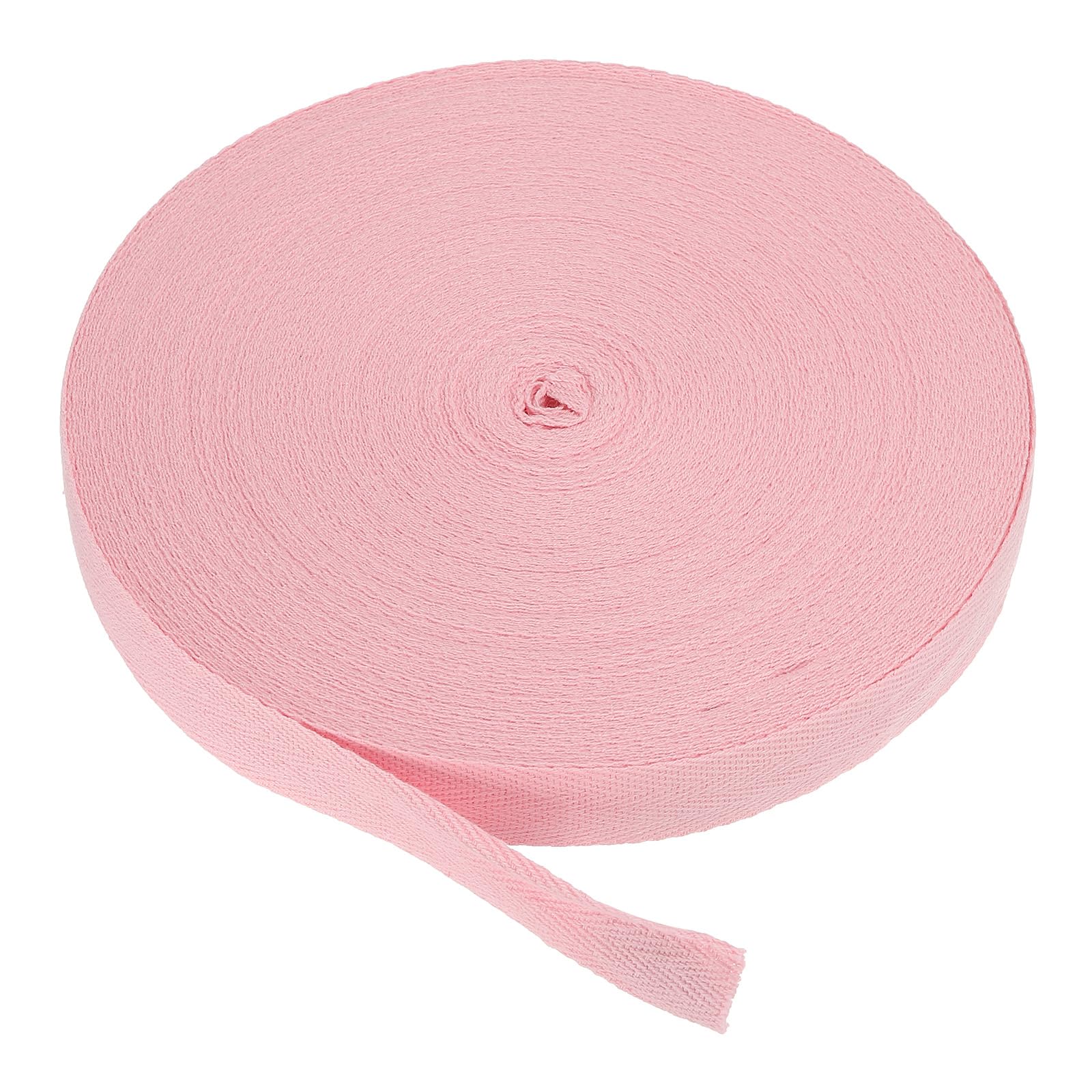PATIKIL Cotton Twill Tape 25mm(1") 50 Yards Cotton Ribbon Bias Binding Tape Herringbone Webbing Trim for Sewing Gift Wrapping Craft DIY Pink