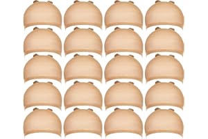 Teenitor Wig Cap, 20pcs Stocking Caps for Wigs, Tan Wig Cap for Women, Stretchy Nylon WigCap Beige