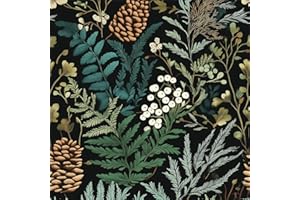 Kalafona Peel And Stick Floral Wallpaper,Vintage Wallpaper 17.3"x393" Boho Dark Forest Leaf Berry Wall Paper For Bedroom,Remo