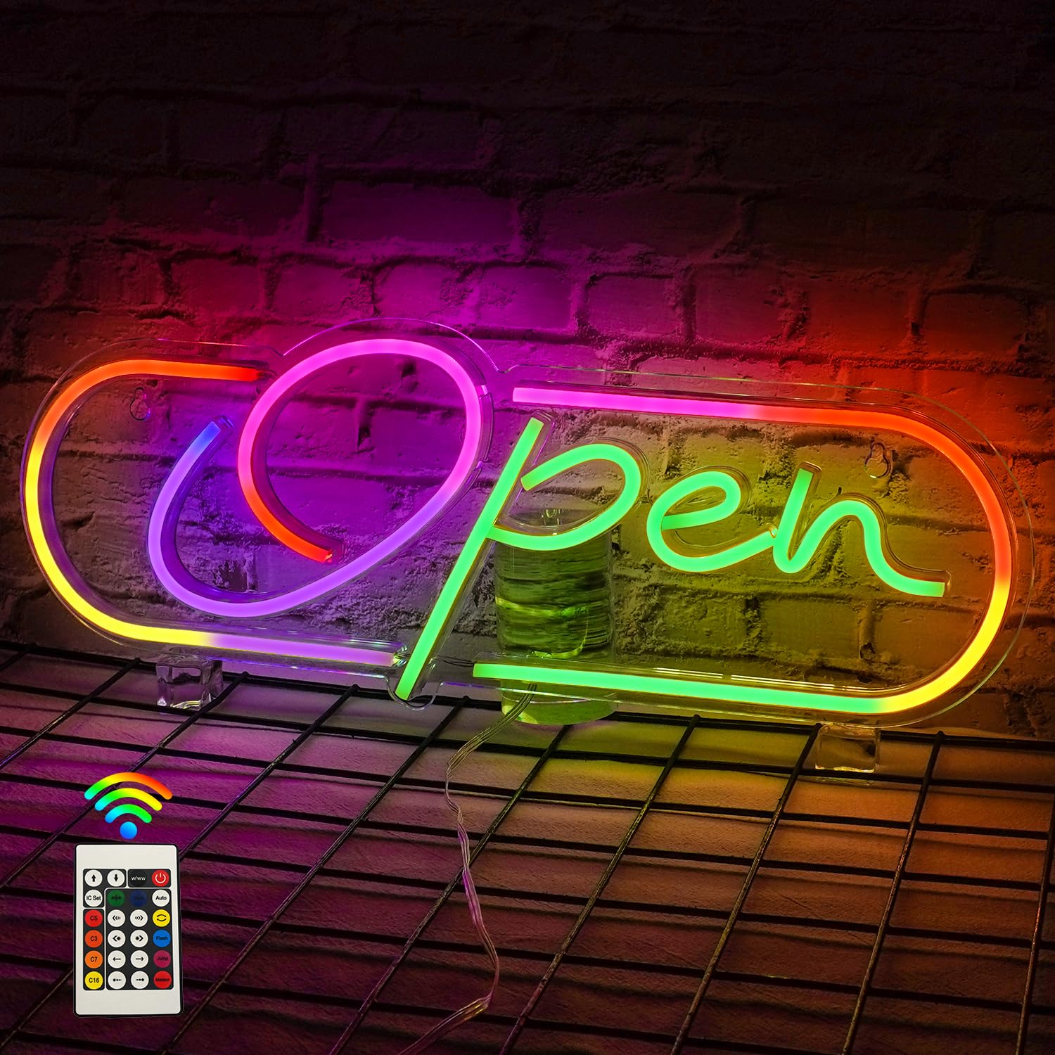 Looklight Open Neon Signs LED Neon Open Sign for Business Adjustable Brightness Neon Lights Open Led Sign for Store Restaurant Market Hotel Bar Party, Open Signs with Remote Control