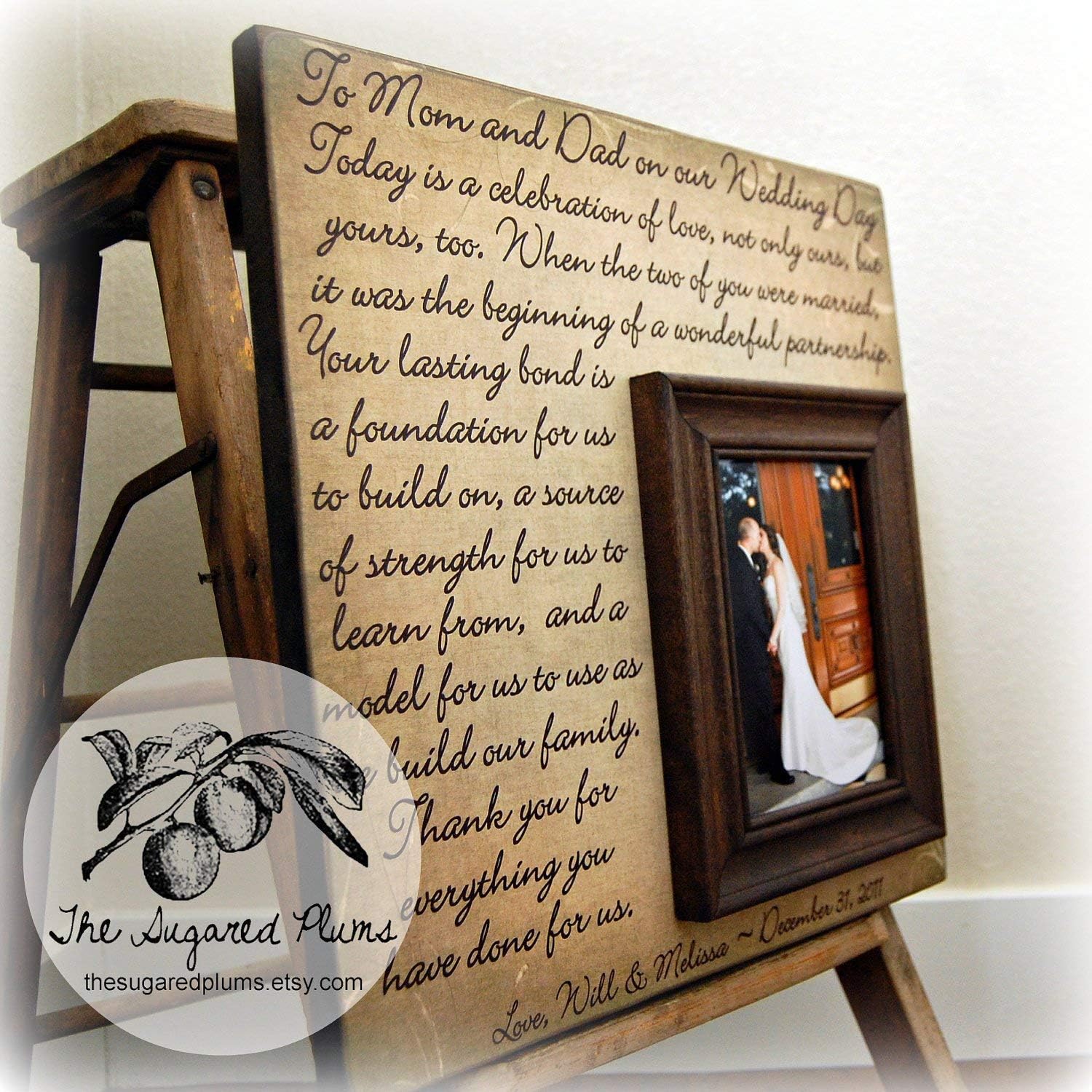 Parents Wedding Gift, Parents of the Groom, Father of the Groom Gift, Mother of the Groom, Thank You Gift, Personalized Picture Frame 16x16