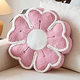 Znhinery Flower Shaped Decorative Throw Pillow Cushion for Bed Couch, Cute Flower Plush Throw Pillows Home Decor Floor Pillow Seating Cushions (Grey Pink, 13.7 Inches)