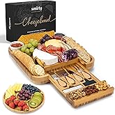 Smirly Charcuterie Board Set - Large Bamboo Cheese Board for Serving - House Warming Gifts New Home, Wedding & Bridal Shower 