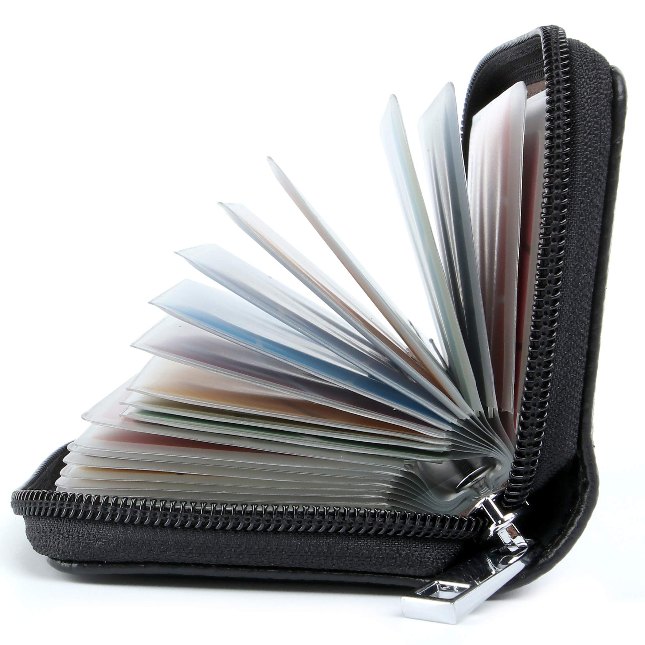 GERIINEER Credit Card Holder Wallets for Women Men Leather 26 Card Slots (Black)