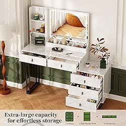 Large Vanity Desk with 3 Color Touch Screen Dimming