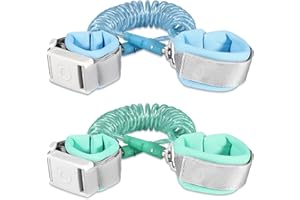 BETERTEK Anti Lost Wrist Link for Toddlers 2 Pack (6.56ft Blue and Green) Kids Wrist Leash with Magnetic Unlock Child Wrist Leash Reflective Strip design anti lost wrist link for kids safety toddler leash