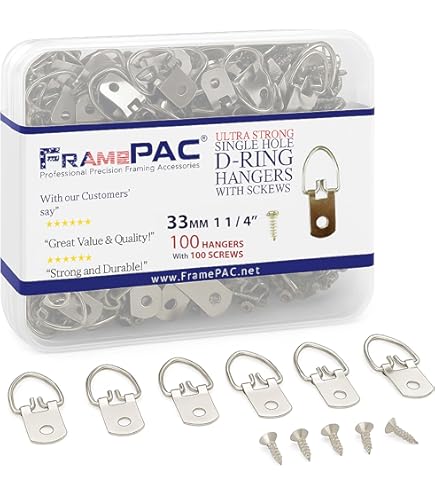 PHS Anillos En D Para Colgar Cuadros - Paquete De 1000 Anillos En D Pequeños Para Colgar Cuadros Con Tornillos - Anillo En D De Metal De 10 Libras - Ferretería