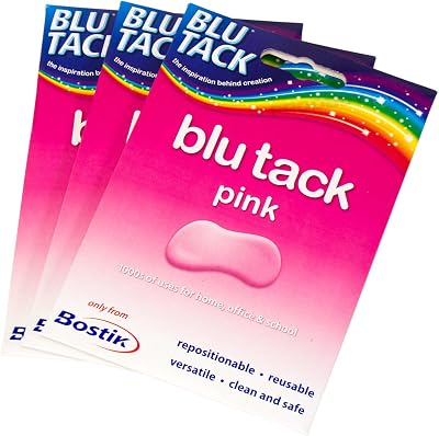 [Pack of 3] Bostik Blu Tack 48g Packs Reusable Adhesive Sticky Putty Pink