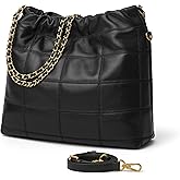 Doris&Jacky Quilted Leather Shoulder Bag for Women, Medium Designer Tote Bag and Soft Lambskin Handbags with Crossbody Strap
