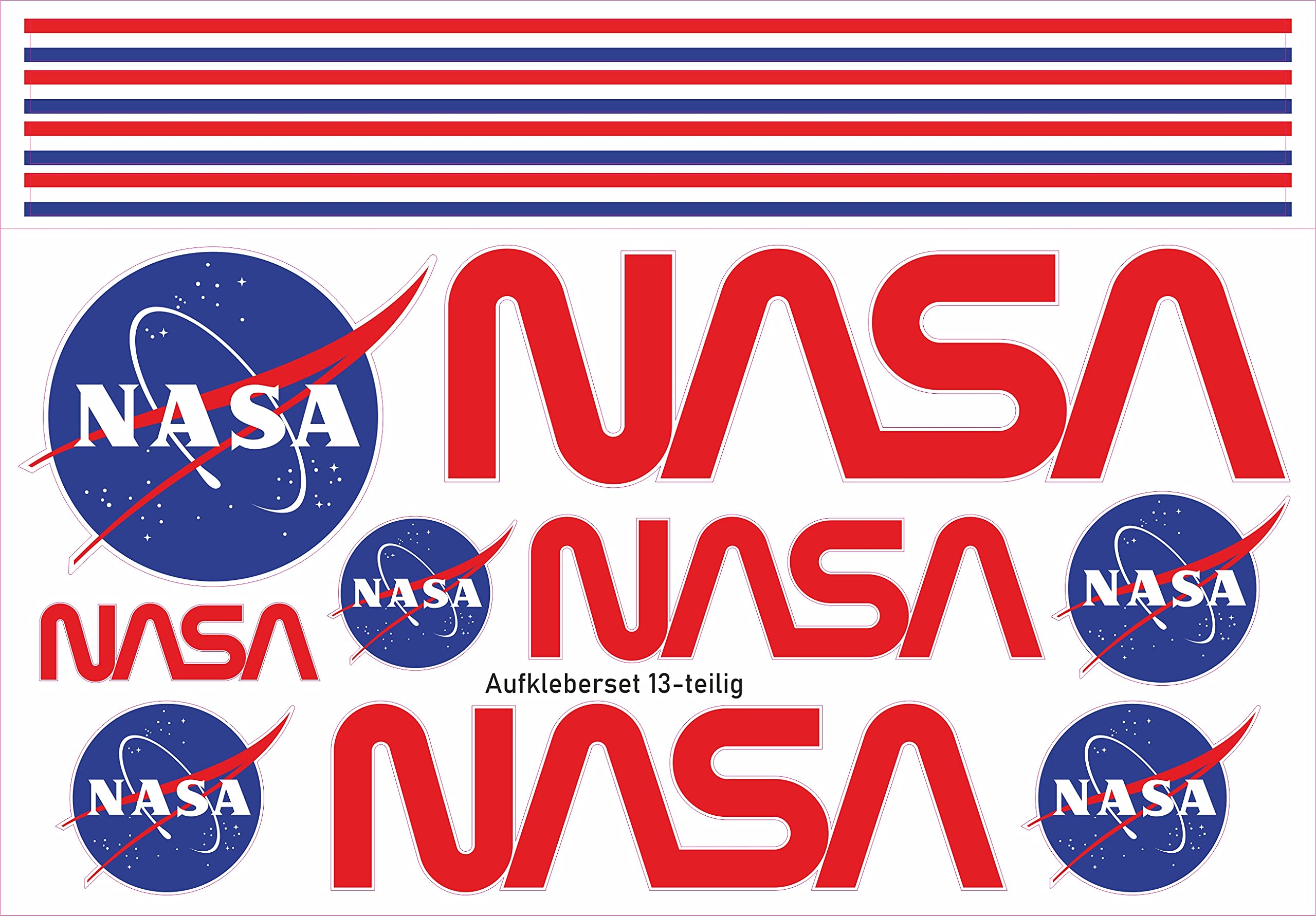 beihaasnatuerlich® Sticker NASA – 13-Piece Sticker Set – Car Sticker – Emblem – Contour Cut – Astronaut – Space – for Car, Motorcycle, RC Model Making