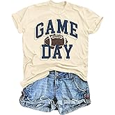 Football Shirts for Women Game Day T Shirts Football Outfits Funny Graphic Tee Casual Short Sleeve Tee Shirts