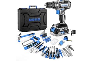 Cordless Drill Tool Kit Set DEKOPRO 20V Power Drill Tool Box with Battery Electric Drill Driver for Men Home Hand Repair Basi