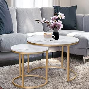 Aboxoo Coffee Table Nesting Side Set Of 2 End Table Top Sturdy Etal