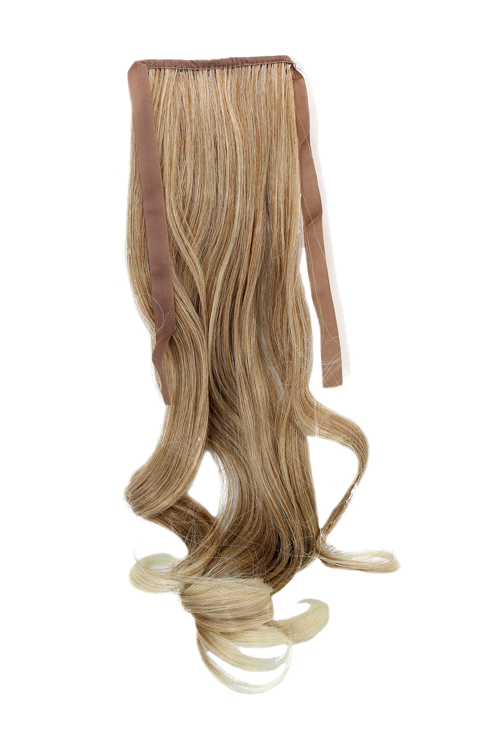 WIG ME UP - YZF-TC18-2788 Hairpiece Pontail Pigtail extension slim light wavy comb and ribbon strawberry blond mix streaked bright blond highlights 18inch