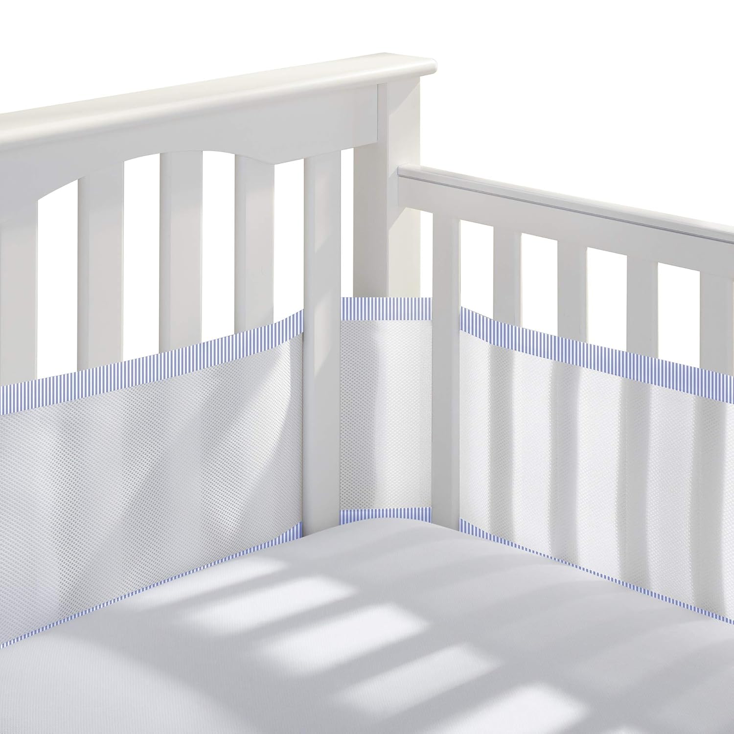 navy mesh crib bumper
