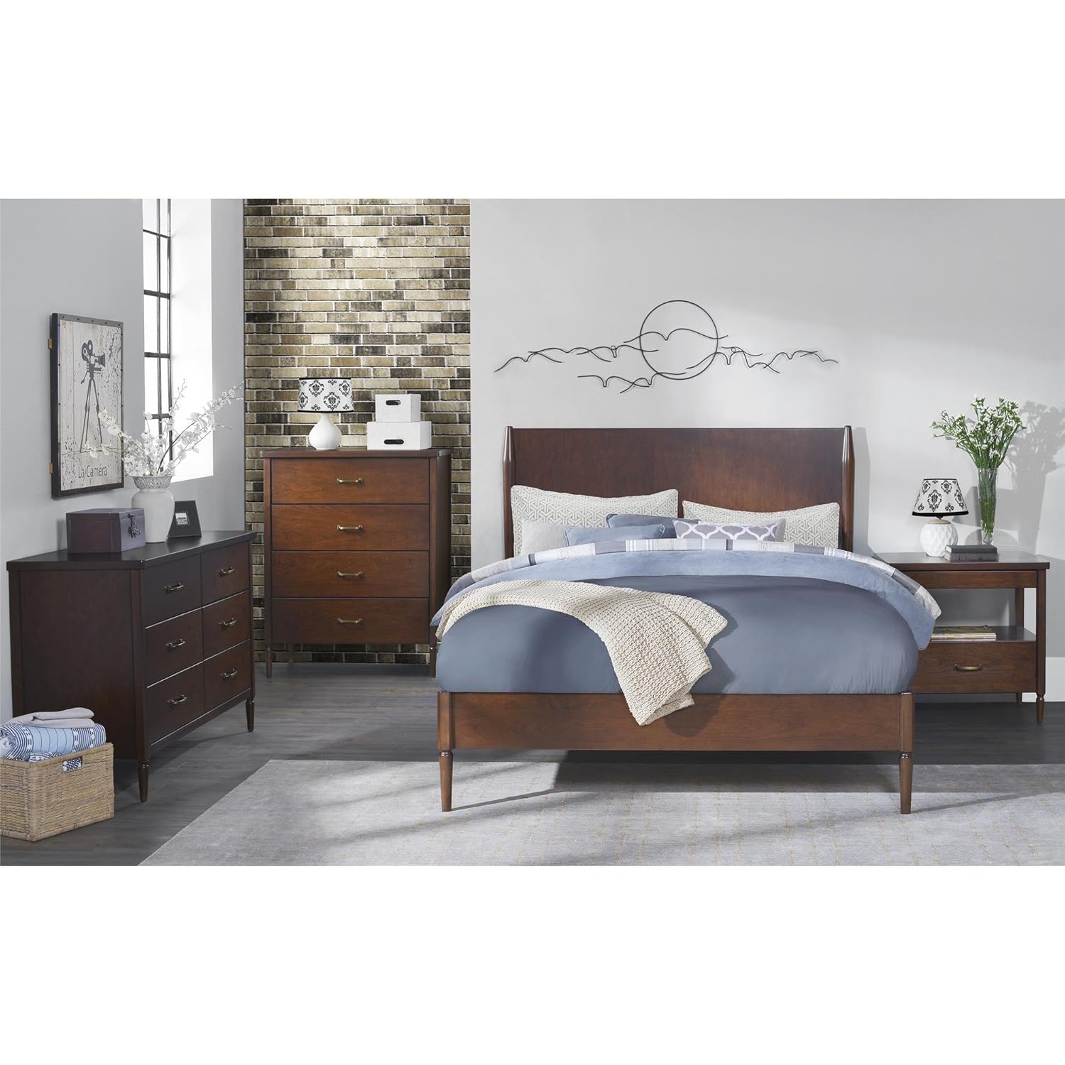 Amazon Dorel Living Brook Lane Bed Queen Walnut Kitchen