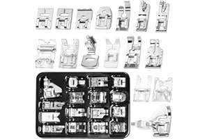 CYNAILLI 16 Pcs Sewing Machine Presser Feet Set, Sewing Machine Foot Fit for Brother, Singer, Janome, Babylock, Elna, Toyota, New Home, Simplicity, Necchi, and Most of Low Shank Sewing Machines