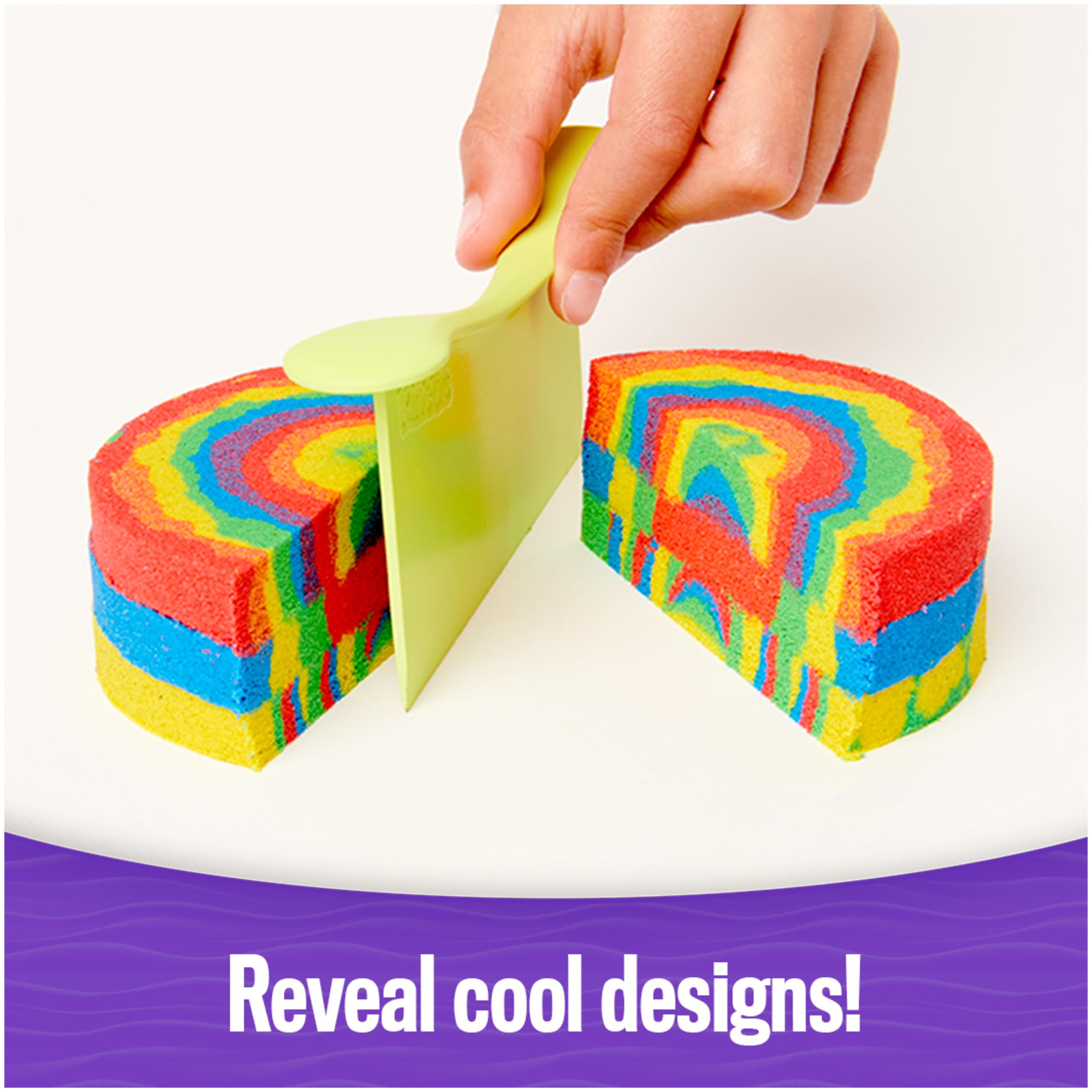 Kinetic Sand, Swirl N’ Surprise Playset with 2lbs of Play Sand, Including Red, Blue, Green, Yellow and 4 Tools, Sensory Toys for Kids Ages 3 and up