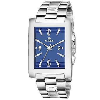 Analouge Blue Dial Watch Water Resistant Silver Color Strap Watches for Mens/Boys (AX-GSQ150-BLC)