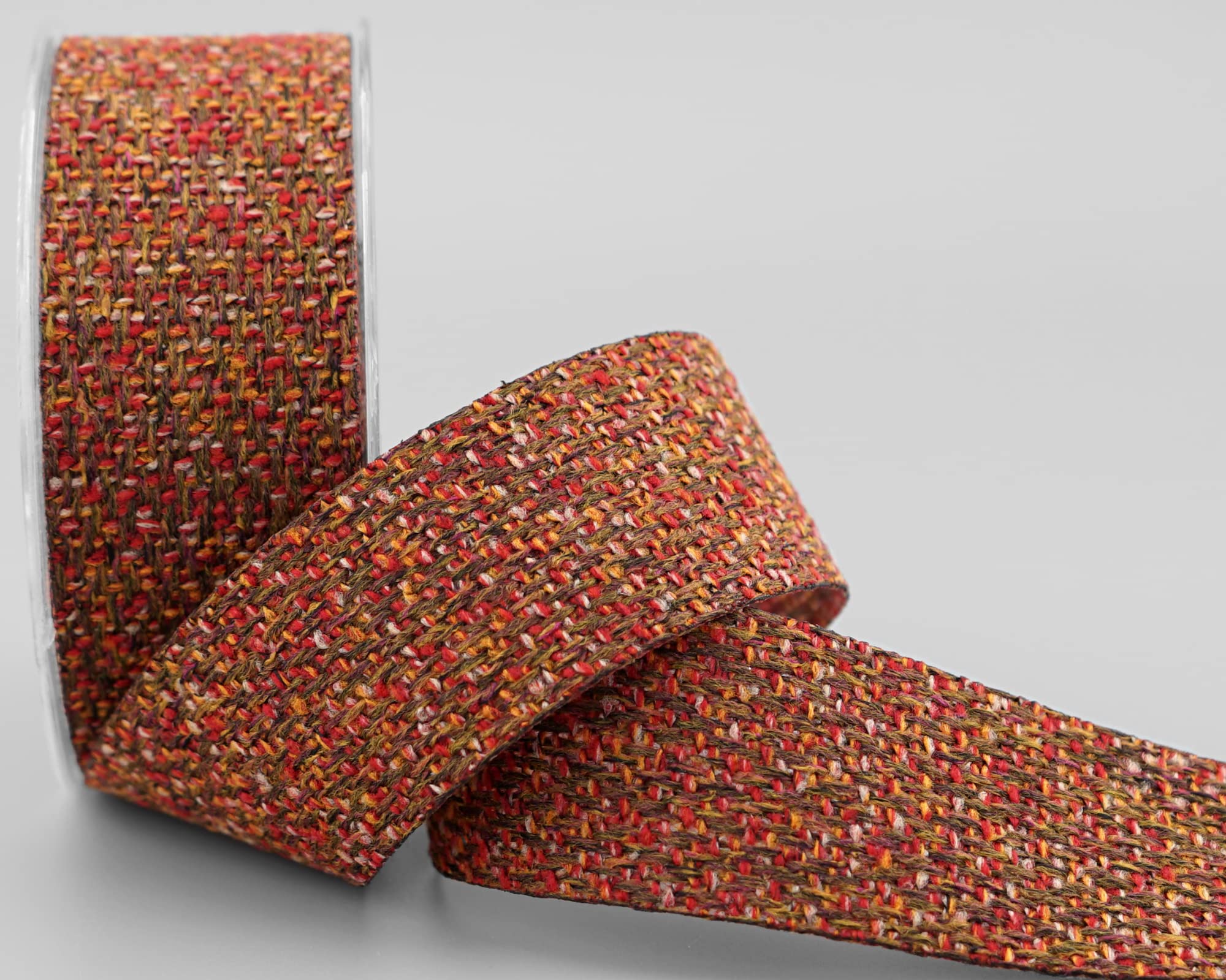 finemark 8 m x 40 mm Fabric Ribbon Wool Look Ribbon Terracotta Woven Decorative Ribbon for Sewing Crafts Decorating Ribbon Brown Red Orange Gift Ribbon Sewing Craft Projects