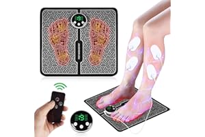 NEWIDAY EMS Foot Massager Mat for Pain Foot Relief, Muscle Relaxation, Foldable 2-in-1 Back Massager & Legs Massager Pad with Remote Control,8 Body Pads,TENS(Models: KTR-2492)