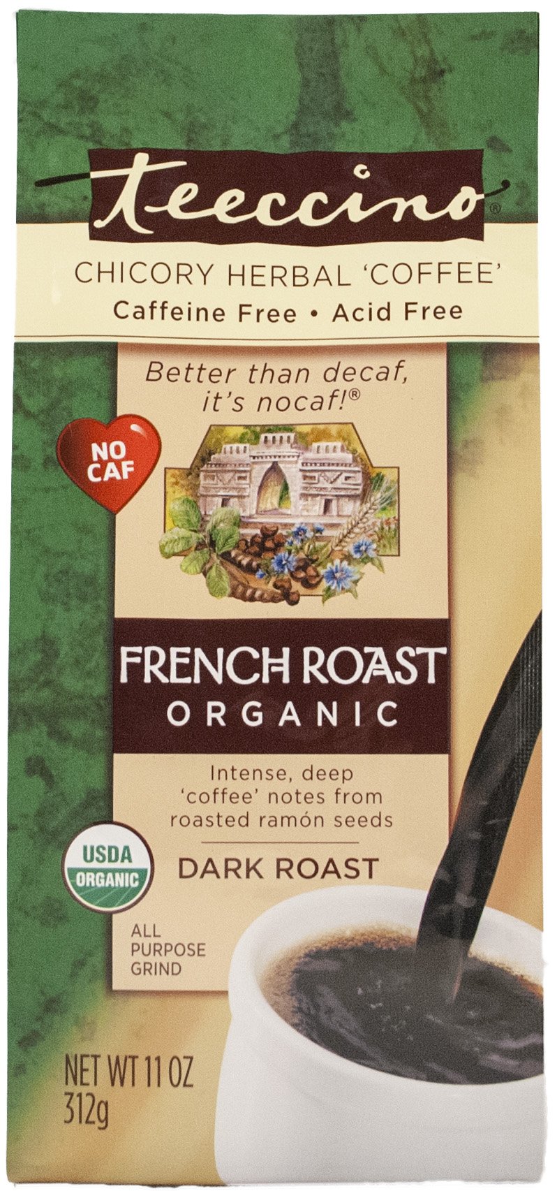 Teeccino CaffeineFree Herbal Coffee, Mediterranean Hazelnut, 11 oz