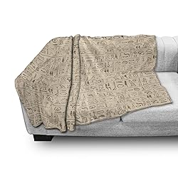 Ambesonne Egyptian Print Throw Blanket, Old Dated